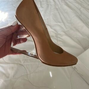 Maison Martin Margiela Tan Heels with Clear Block Heel